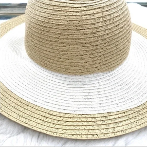Chic Natural and White Straw Hat - Picture 4 of 7